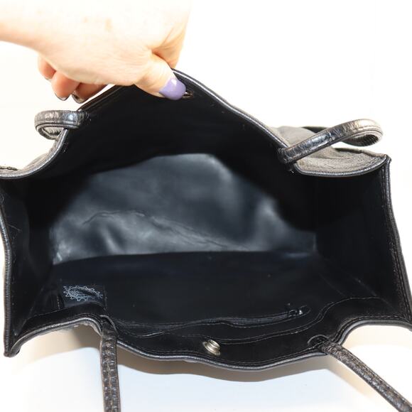 Harley-Davidson Black Leather Shoulder Tote Bag Logo Front - Picture 7 of 7